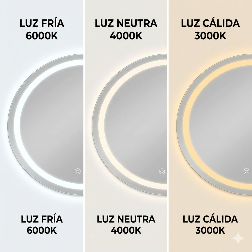 espejo circular 80x80 arenado con luz led
