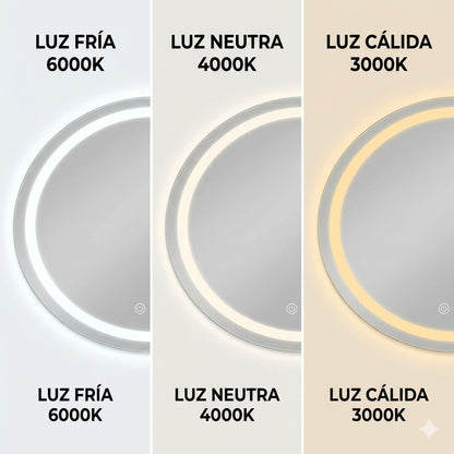 Espejo Circular 80x80 Arenado con Luz LED