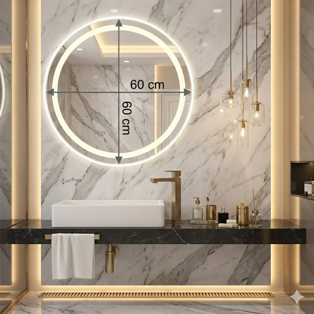 espejo circular 60x60 arenado con luz led