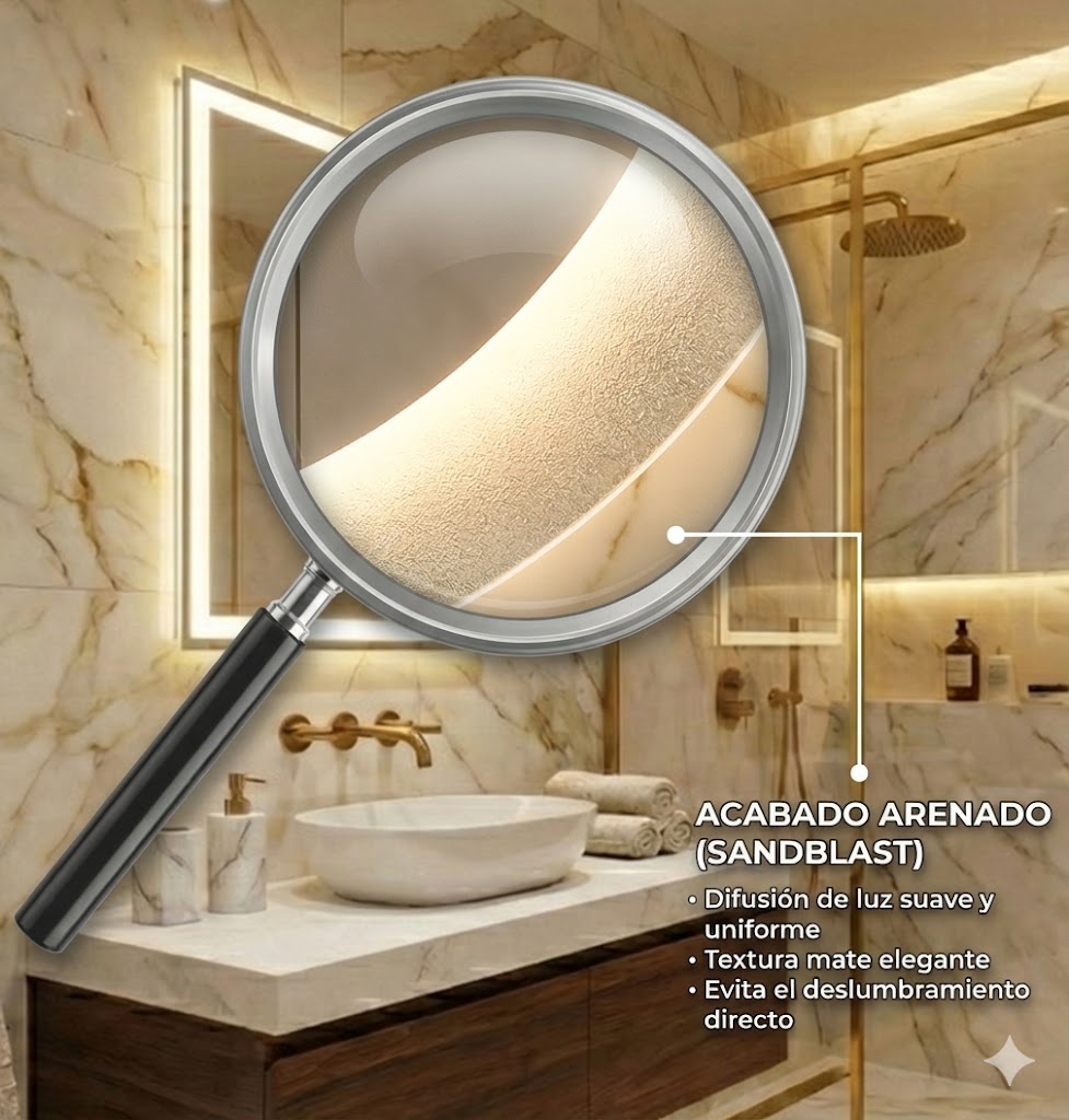 espejo rectangular para baño 70x50 con luz led
