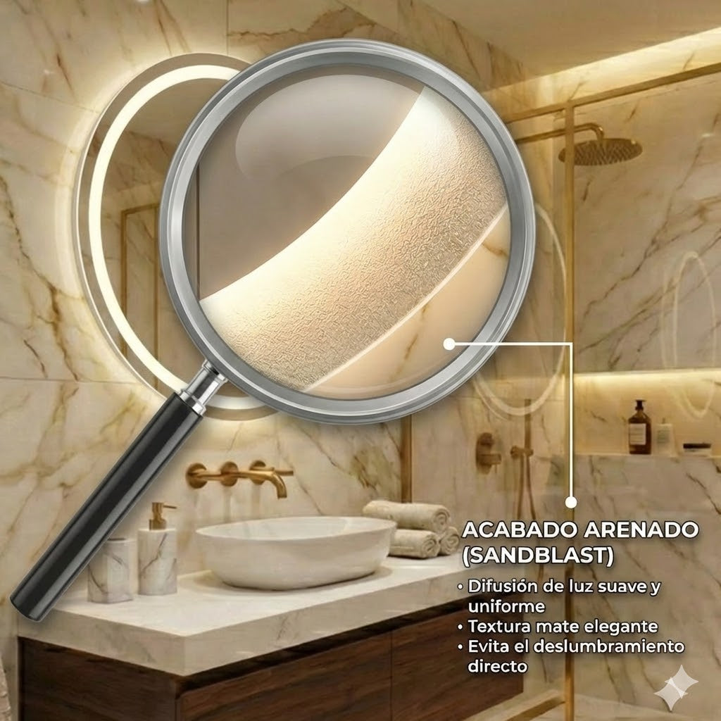 espejo circular 60x60 arenado con luz led