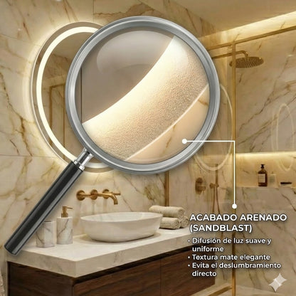 Espejo Circular 60x60 Arenado con Luz LED
