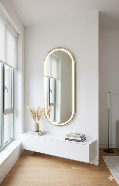 Espejo Cápsula 140x60 Arenado Sandblast con Luz LED