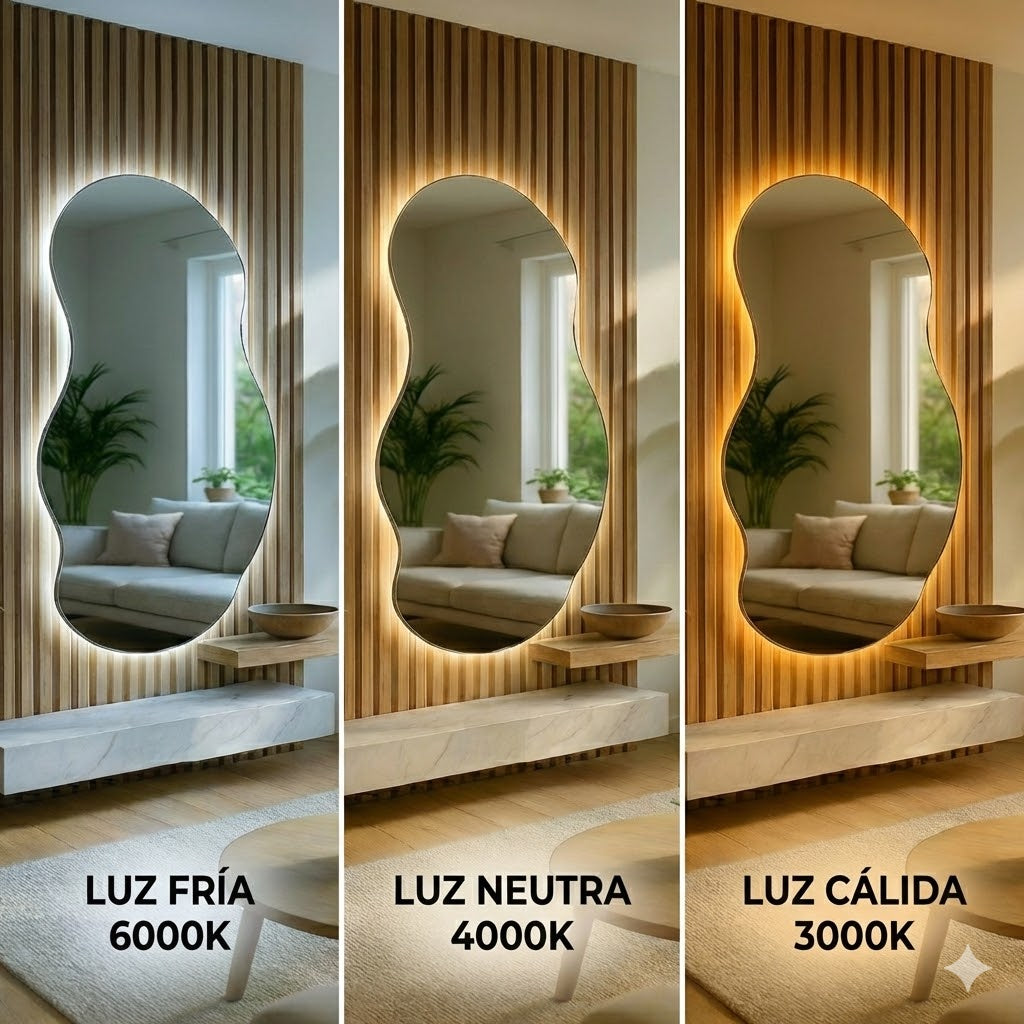 espejo ghost pulido 140x60 con luz led