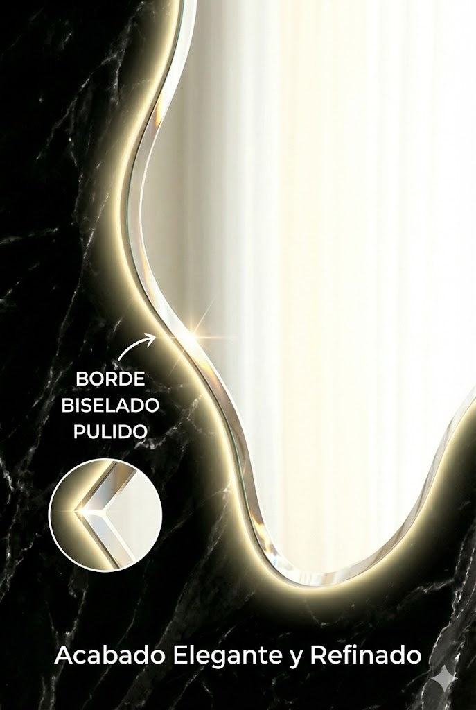 espejo ghost biselado con luz led