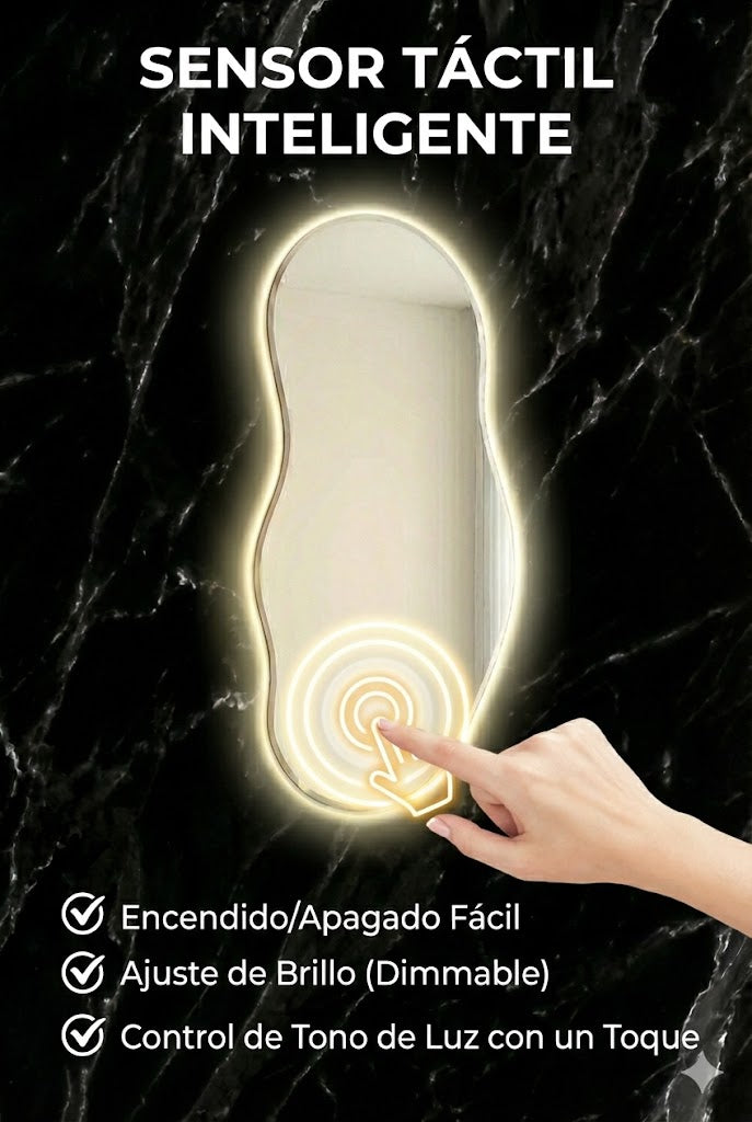 espejo ghost biselado con luz led